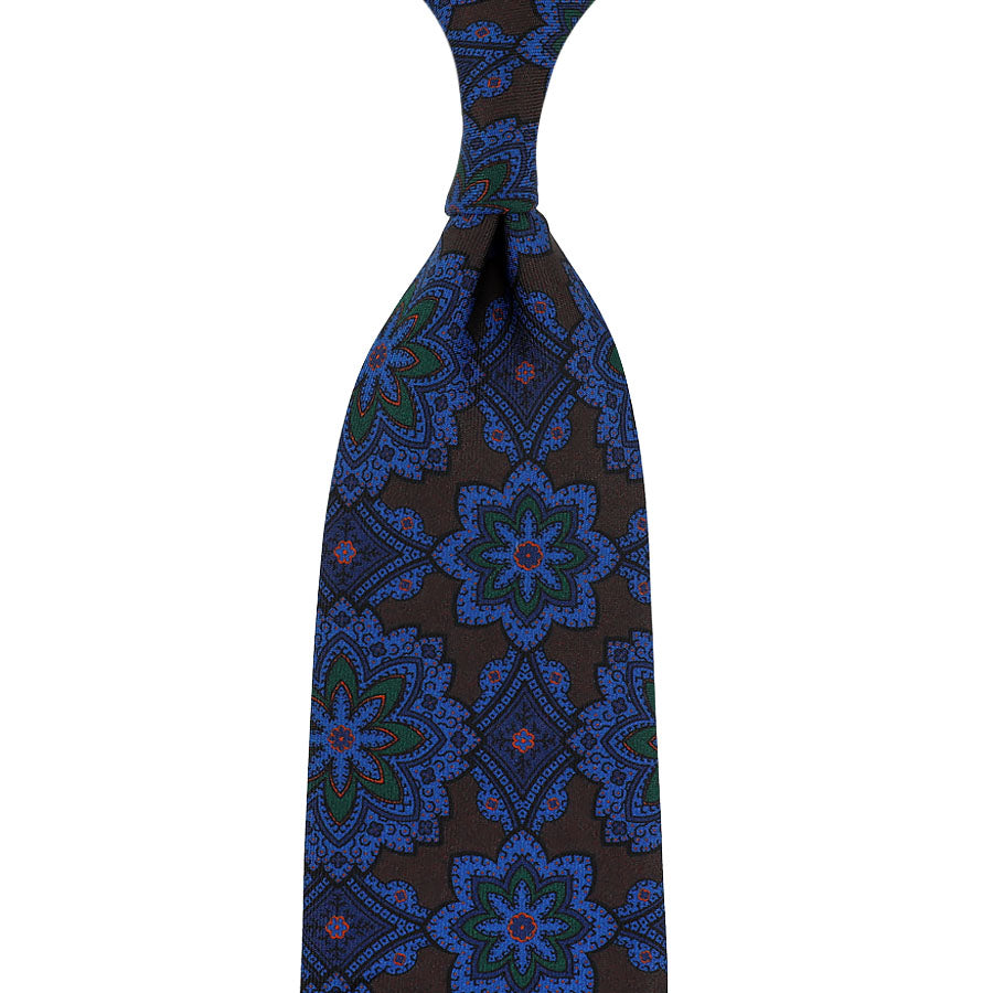 Ancient Madder Silk Tie - Brown - Hand-Rolled