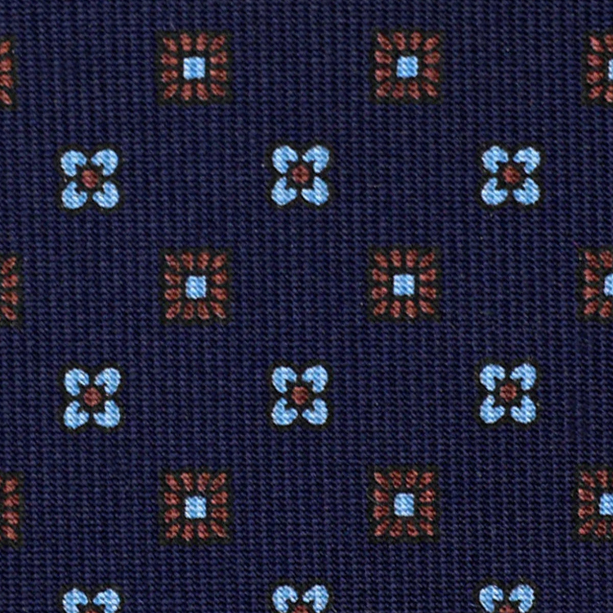 Floral Printed Silk Bespoke Tie - Navy