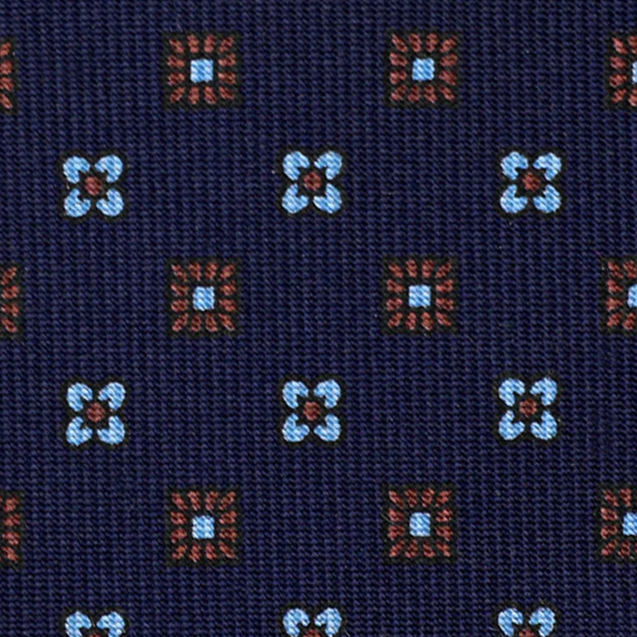 Floral Printed Silk Bespoke Tie - Navy