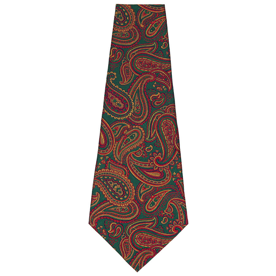 Paisley Jacquard Bespoke Silk Tie - Forest / Rust