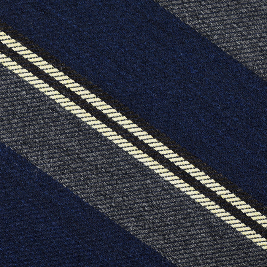 Japanese Striped Wool Tie - Navy / Grey