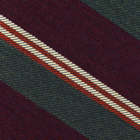 Japanese Striped Wool Tie - Burgundy / Olive