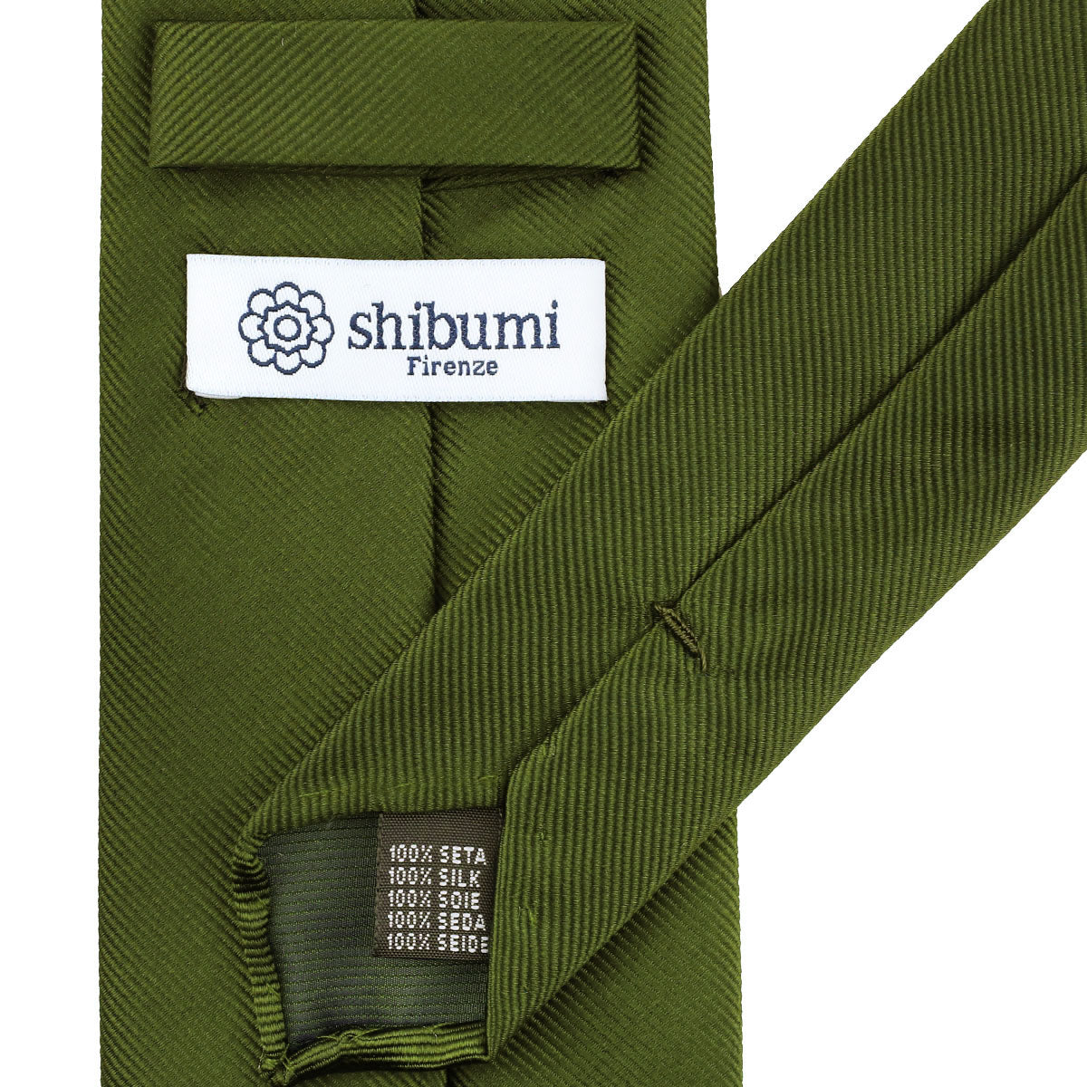 Plain Japanese Jacquard Silk Tie - Olive - Hand-Rolled