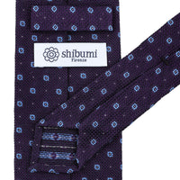 Floral Fina Grenadine Silk Tie - Eggplant - Hand-Rolled