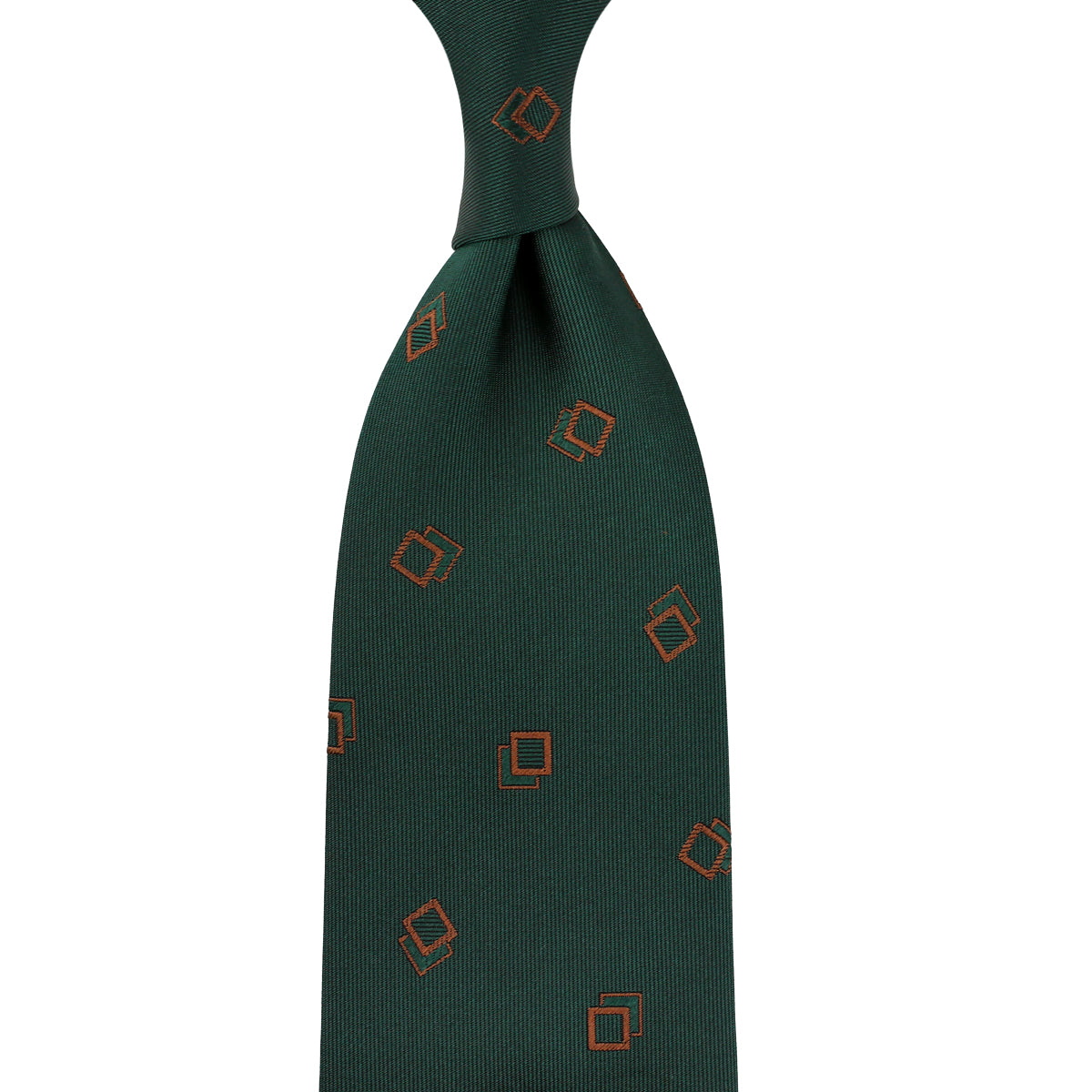 Geometrical Jacquard Silk Tie - Forest - Hand-Rolled