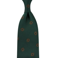 Geometrical Jacquard Silk Tie - Forest - Hand-Rolled
