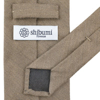 Herringbone Cotton / Silk Tie - Camel - Hand-Rolled