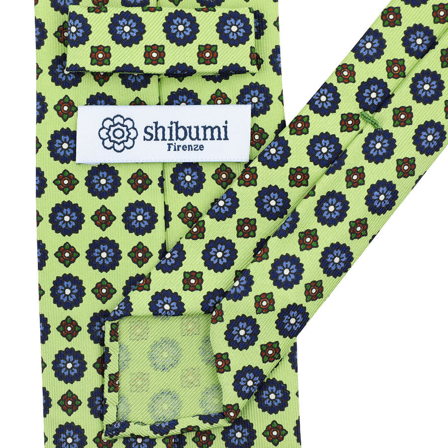 Floral Printed Silk Tie - Pistachio - Hand-Rolled