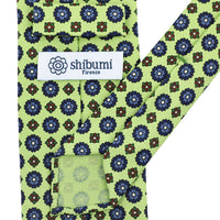 Floral Printed Silk Tie - Pistachio - Hand-Rolled