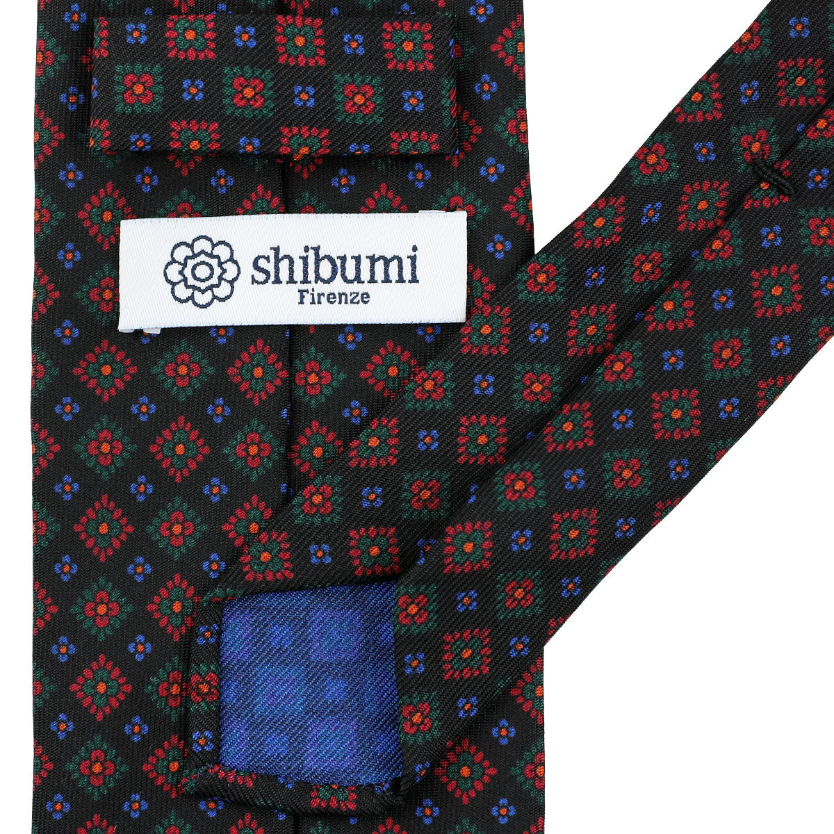 Ancient Madder Silk Tie - Black- Hand-Rolled