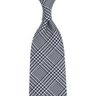 Japanese Glencheck Silk Tie - Navy / White - Hand-Rolled