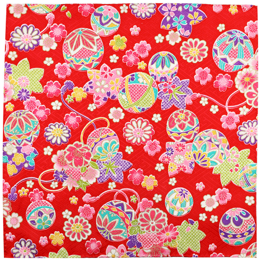 Vintage Kimono Silk Pocket Square - Red