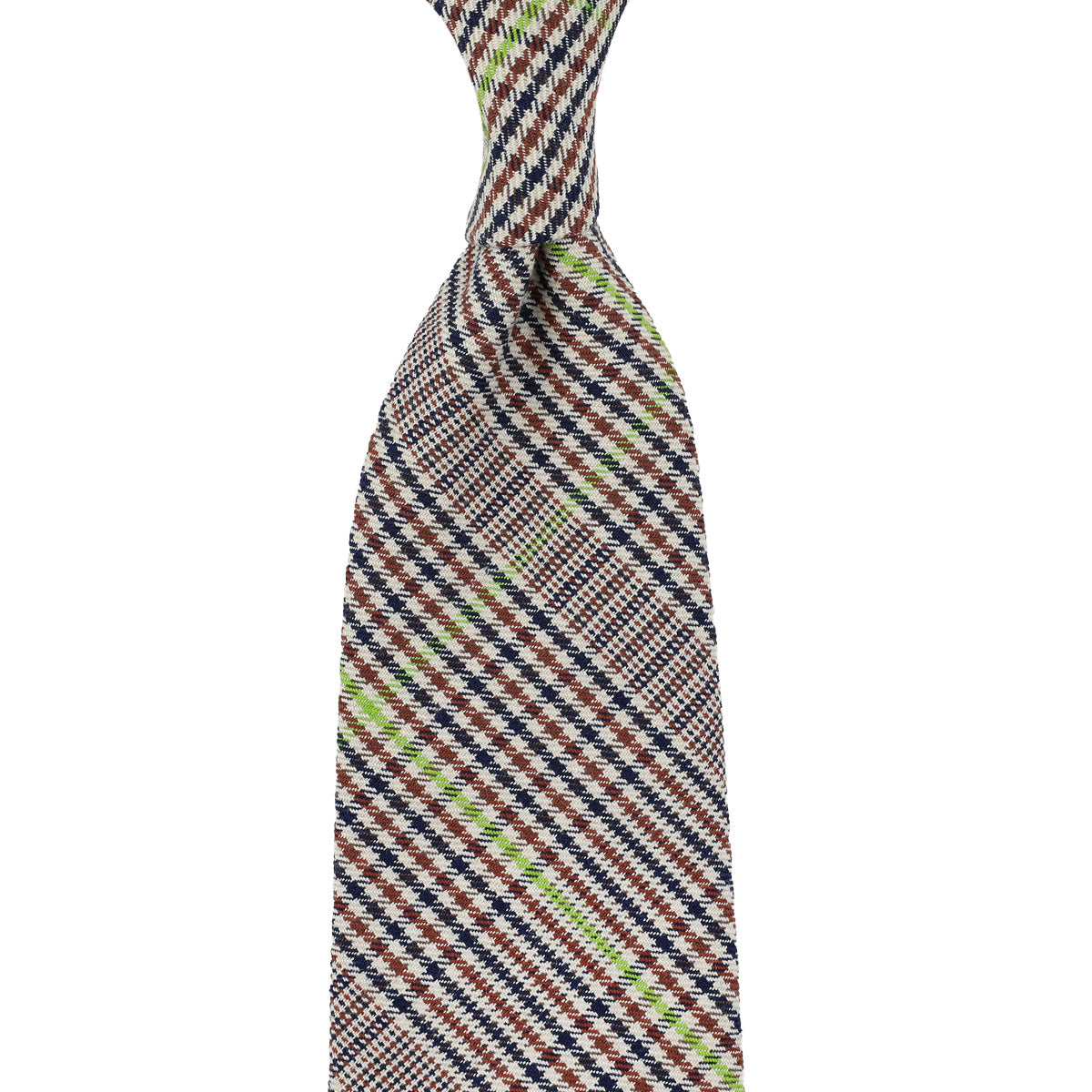 Checked Cotton Tie - Beige - Hand-Rolled