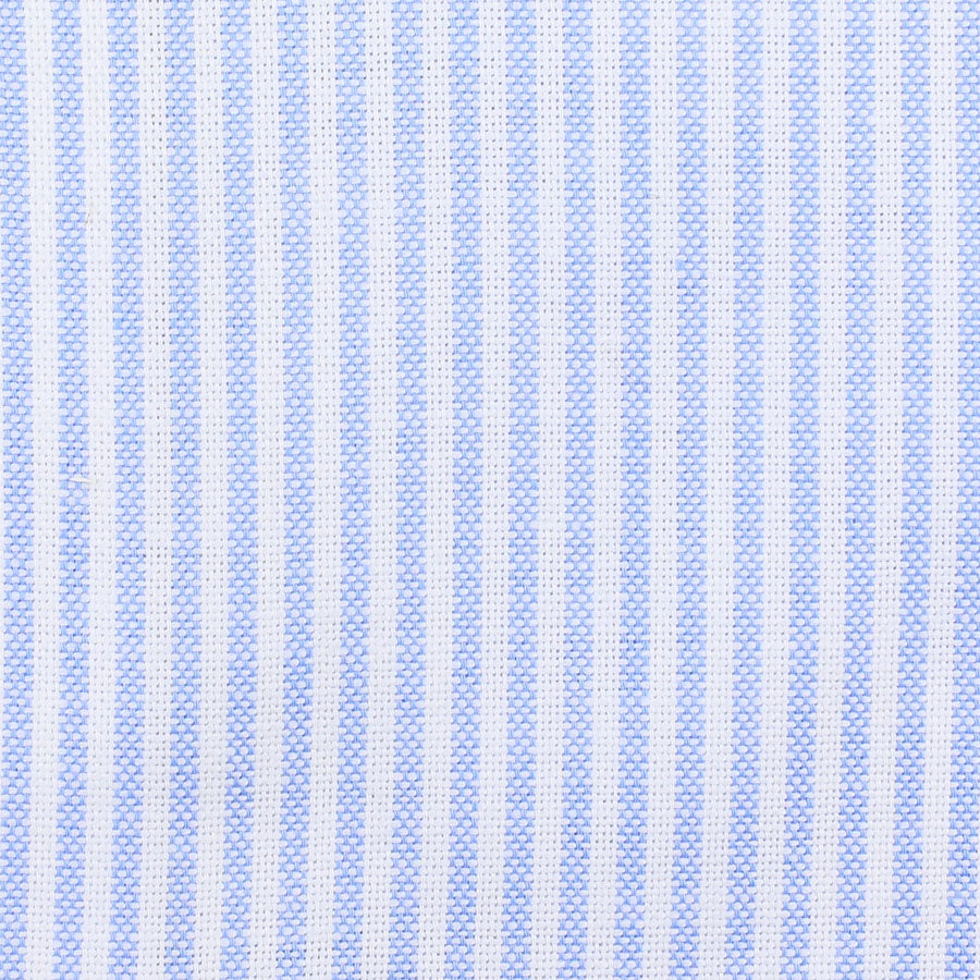 Heavy Oxford Button Down Shirt - White / Sky Blue - University Stripe