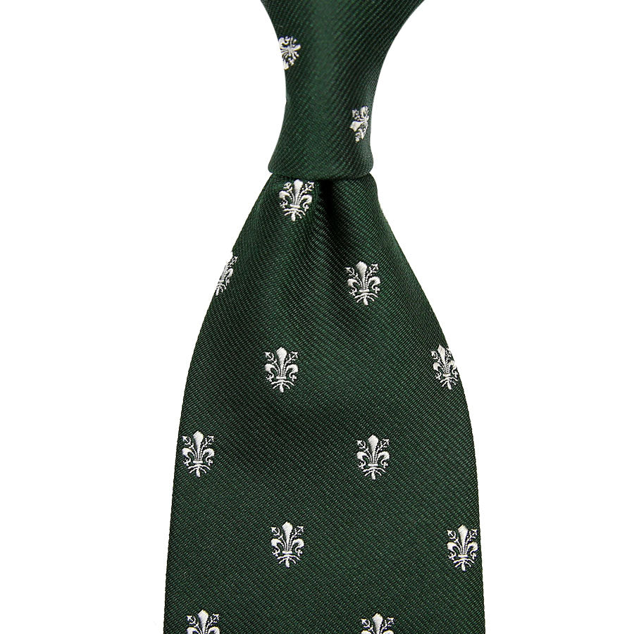 Giglio Di Firenze Silk Tie - Forest Green - Hand-Rolled