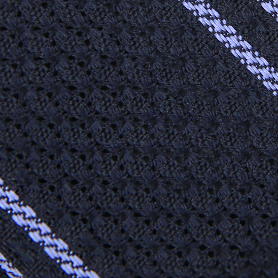 Striped Garza Grossa / Grenadine Bespoke Tie - Midnight / Blue