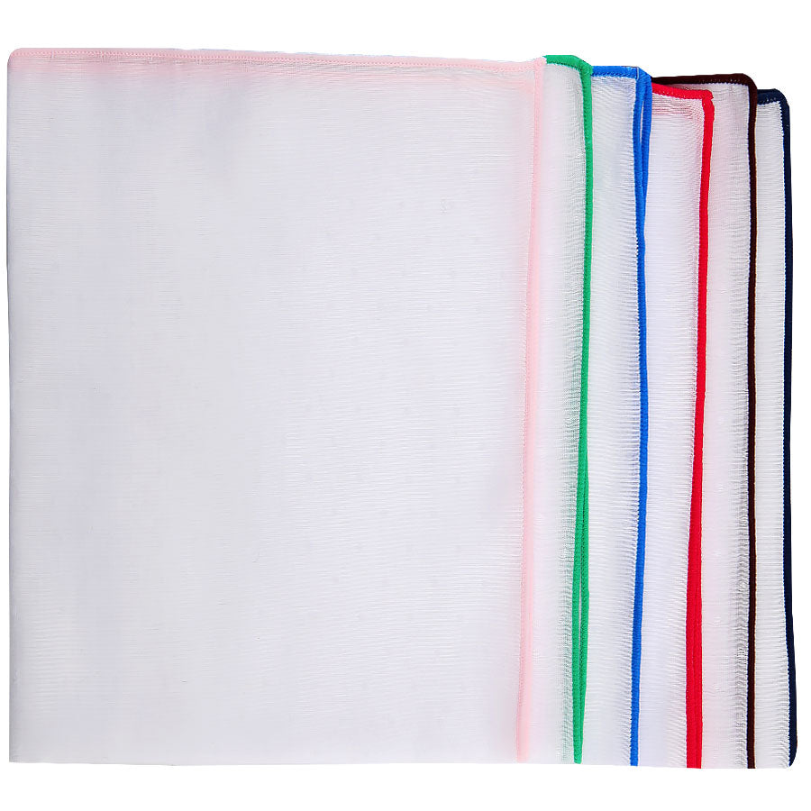 6x Shoestring Cotton Handkerchief Set - White