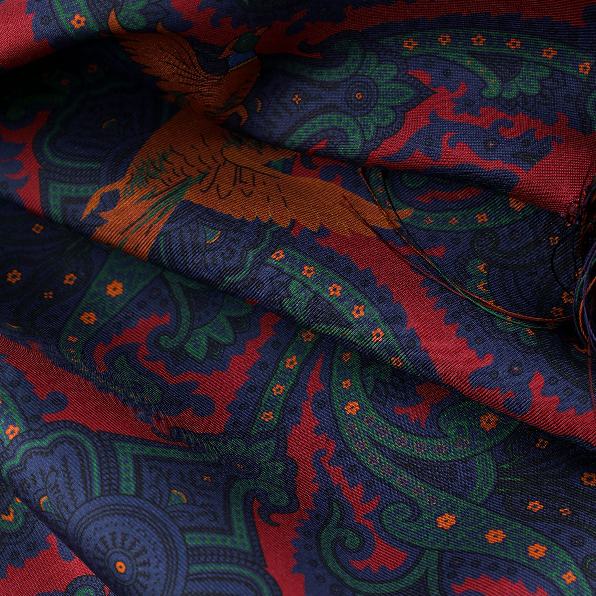 Double-Sided Ancient Madder Silk Scarf - Cherry - 180cm x 35cm