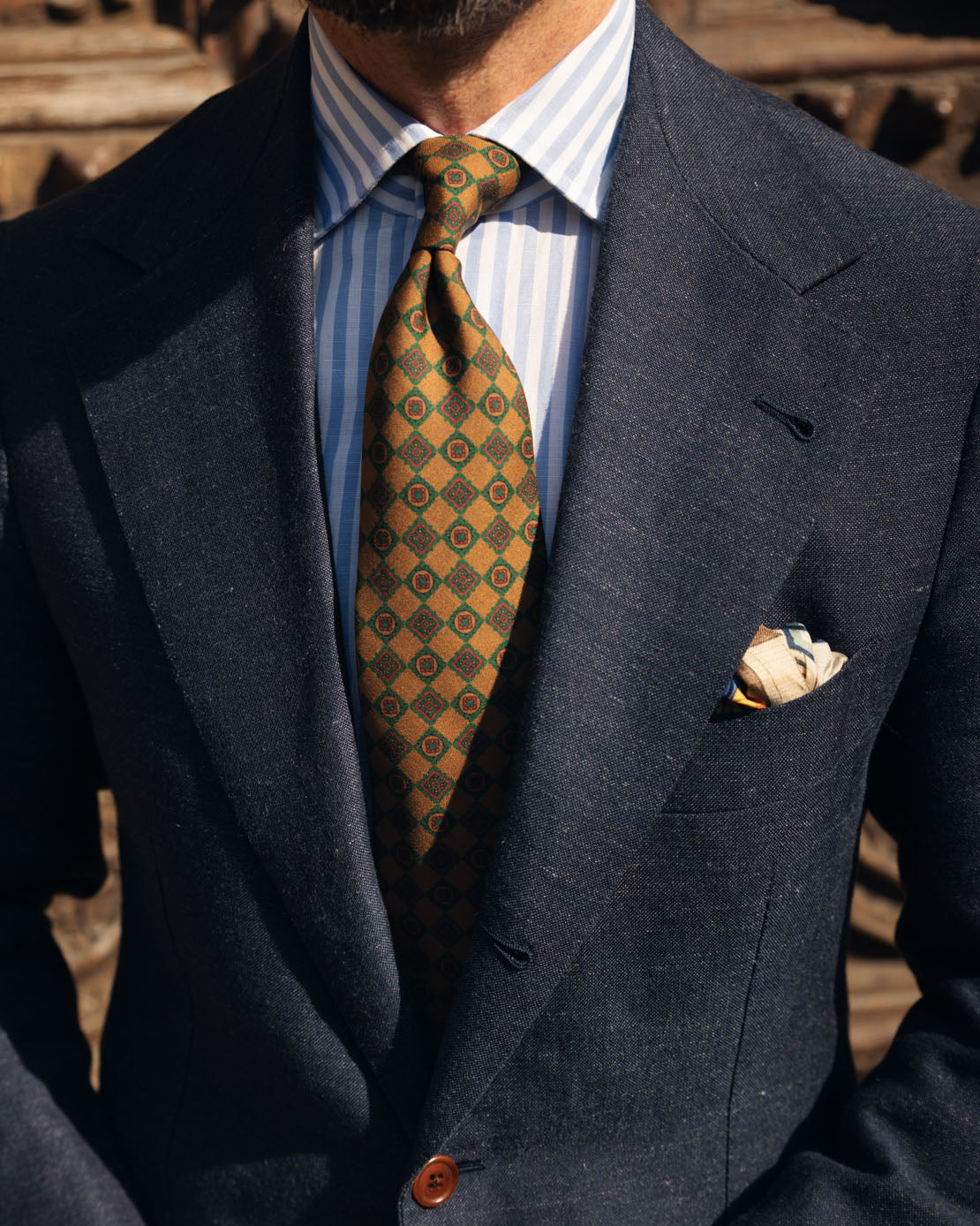 Copper Madder Silk Tie - Gold - Hand-Rolled