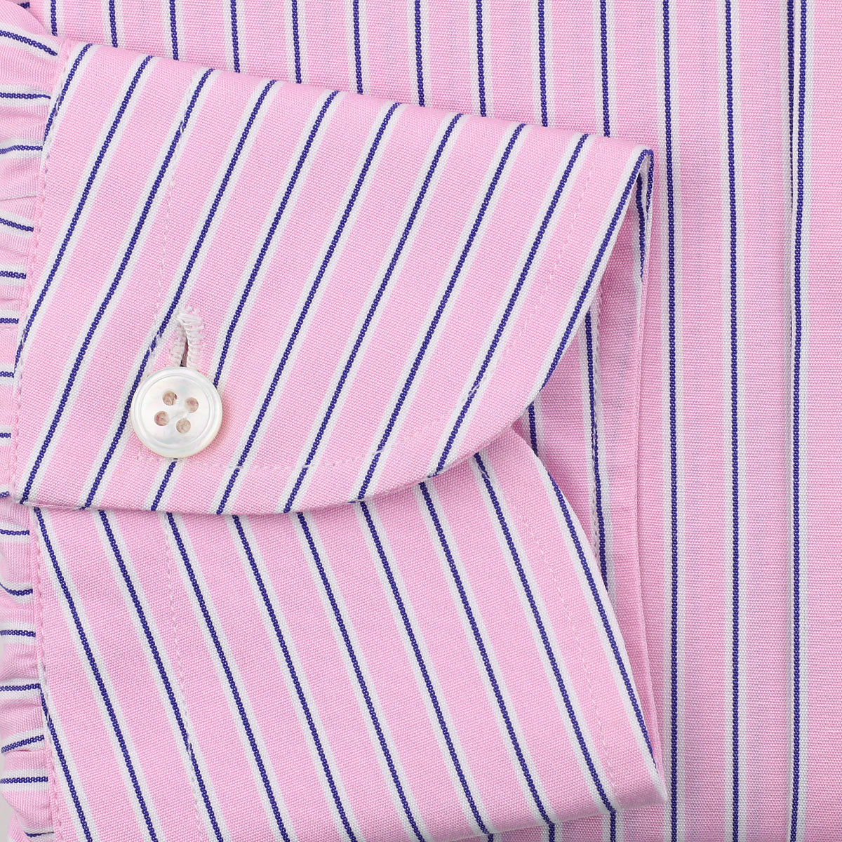 Poplin Semi Spread Shirt - Pink - Ticking Stripe