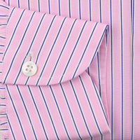 Poplin Semi Spread Shirt - Pink - Ticking Stripe