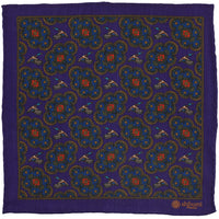 Animal Motif Wool / Cashmere Pocket Square - Purple