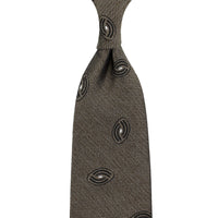 Geometrical Boucle Silk Tie - Beige - Hand-Rolled