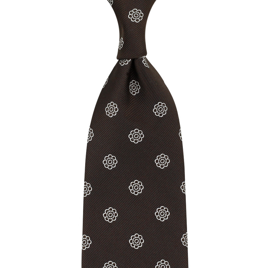 Shibumi-Flower Japanese Jacquard Silk Tie - Chocolate