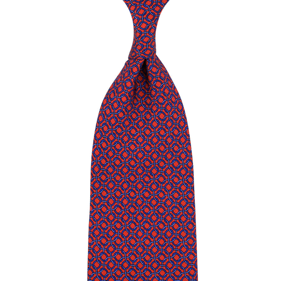 Vintage Printed Silk Tie - Cherry - Hand-Rolled