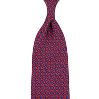 Vintage Printed Silk Tie - Cherry - Hand-Rolled