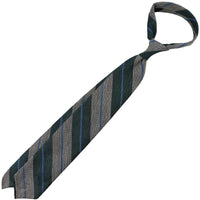 Striped Fina Grenadine Silk / Linen Tie - Forest / Grey