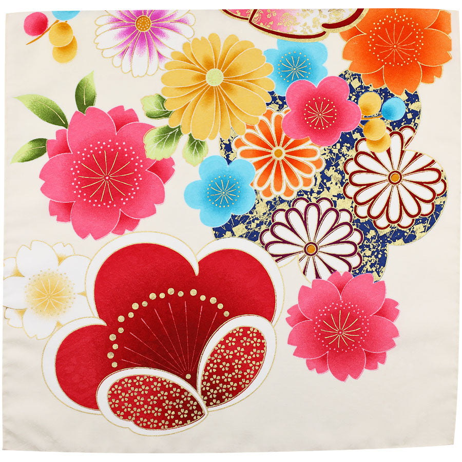 Vintage Kimono Silk Pocket Square - Cream