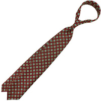 Floral Printed Silk Tie - Burgundy - Hand-Rolled