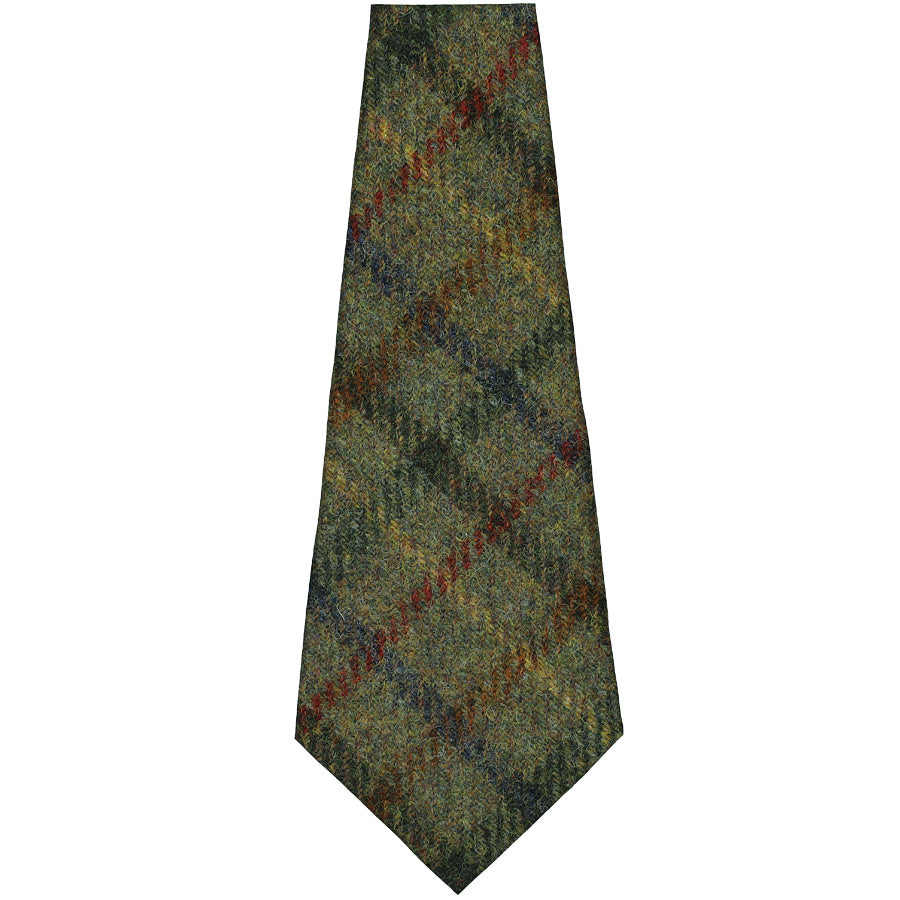 Abraham Moon Checked Bespoke Wool Tie - Green