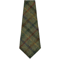 Abraham Moon Checked Bespoke Wool Tie - Green