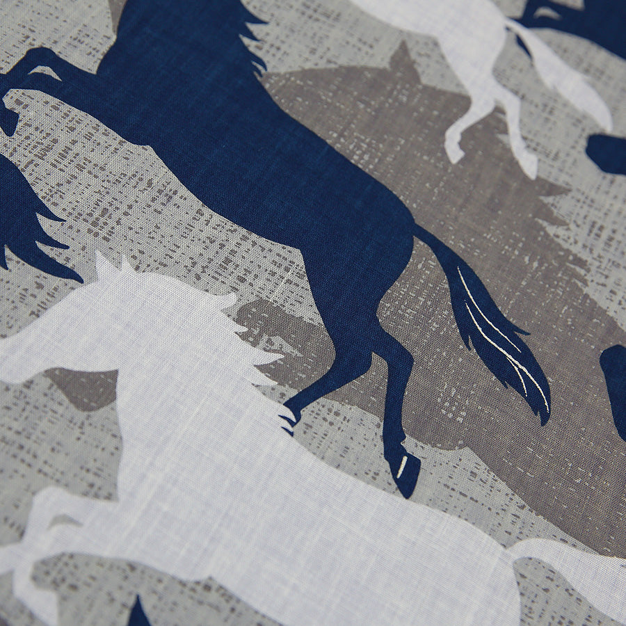 Horse Motif Cotton Handkerchief - Blue