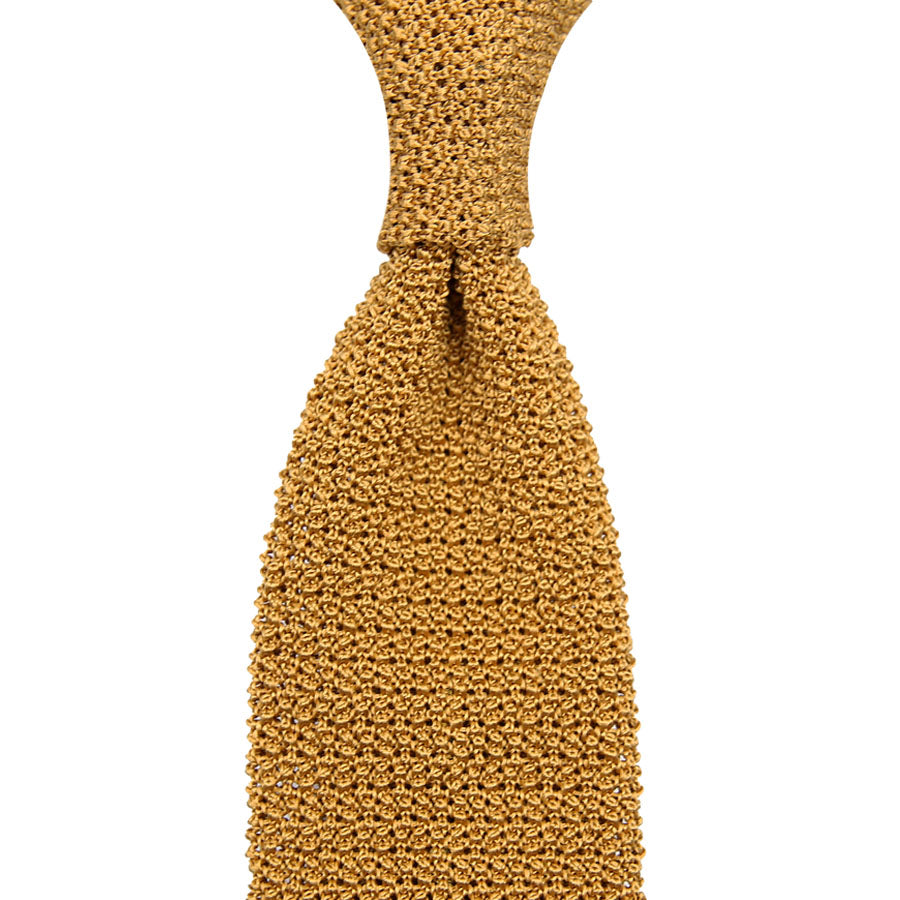 Crunchy Silk Knit Tie - Mustard