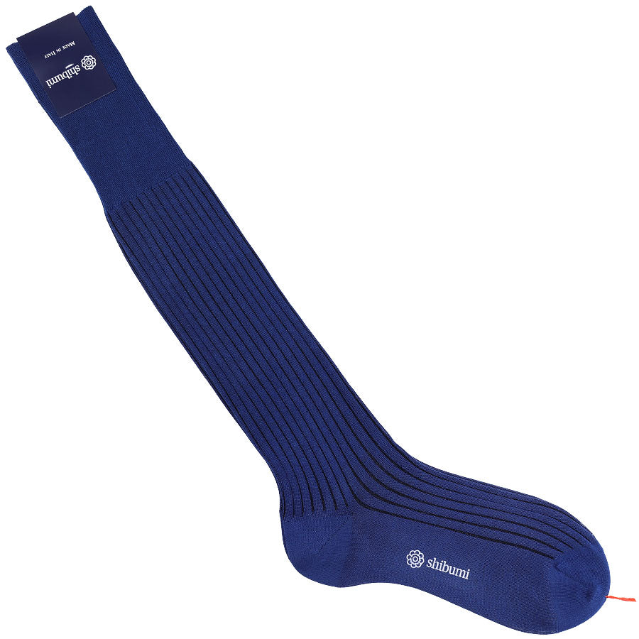Knee Socks - Shadow Stripes - Blue / Black - Pure Cotton
