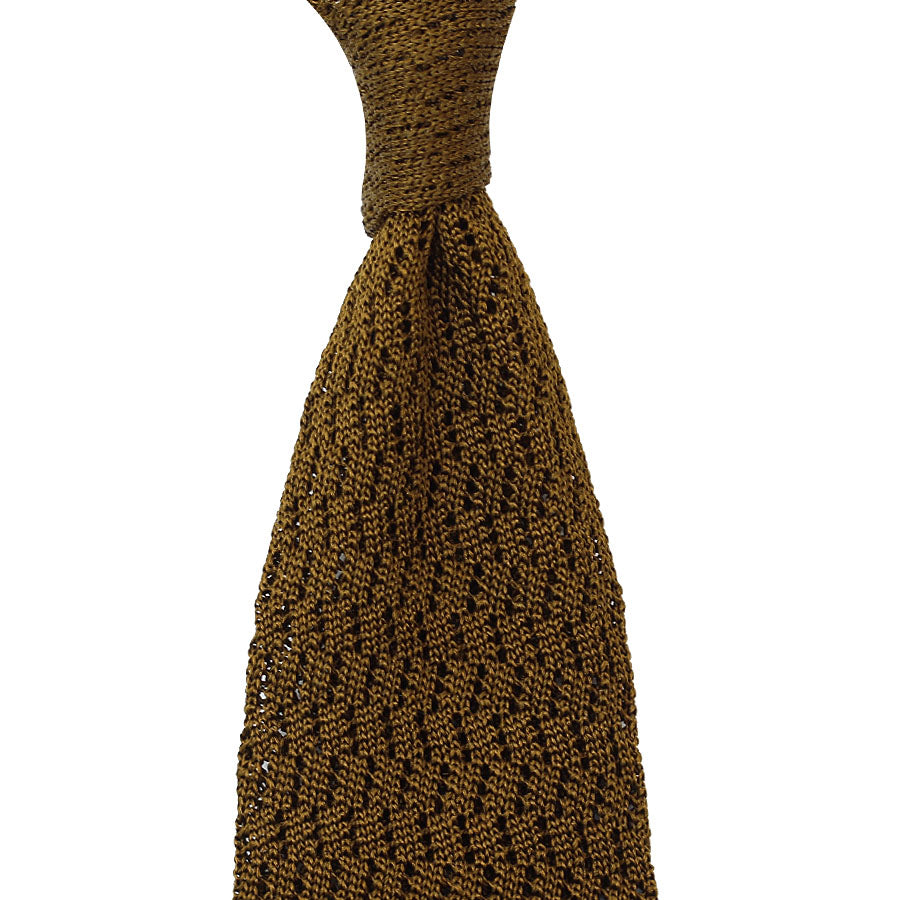 Zigzag Silk Knit Tie - Olive
