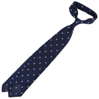 Floral Fina Grenadine Silk Tie - Navy - Hand-Rolled