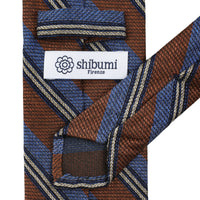 Striped Silk / Wool / Cotton Tie - Rust / Blue / Navy