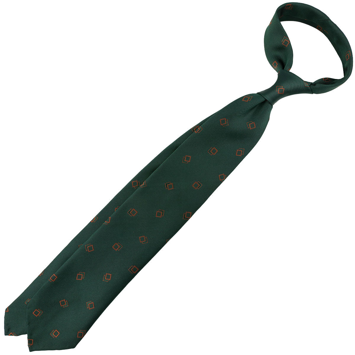 Geometrical Jacquard Silk Tie - Forest - Hand-Rolled