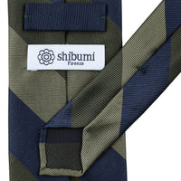 Triple Block Stripe Repp Tie - Navy / Dark Olive / Olive
