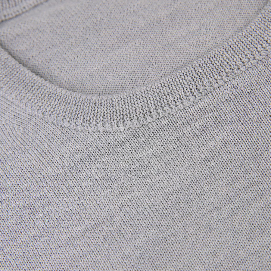 Merino Wool Crew Neck Sweater - Light Grey