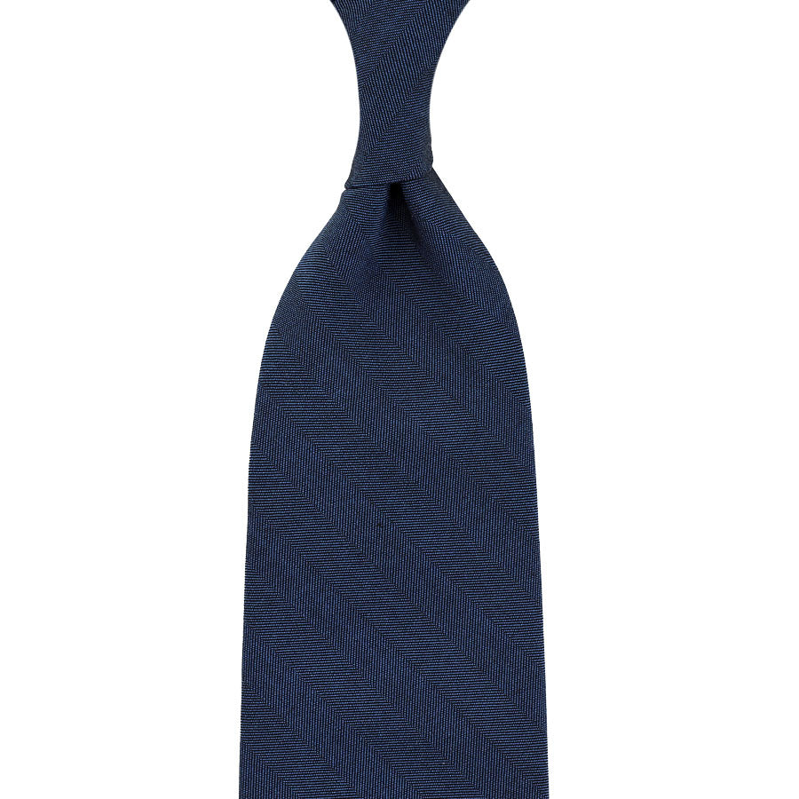 Solaro Wool Tie - Navy - Hand-Rolled