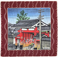 Ukiyo-e Silk Pocket Square - Shiba Daimon - 40x40cm