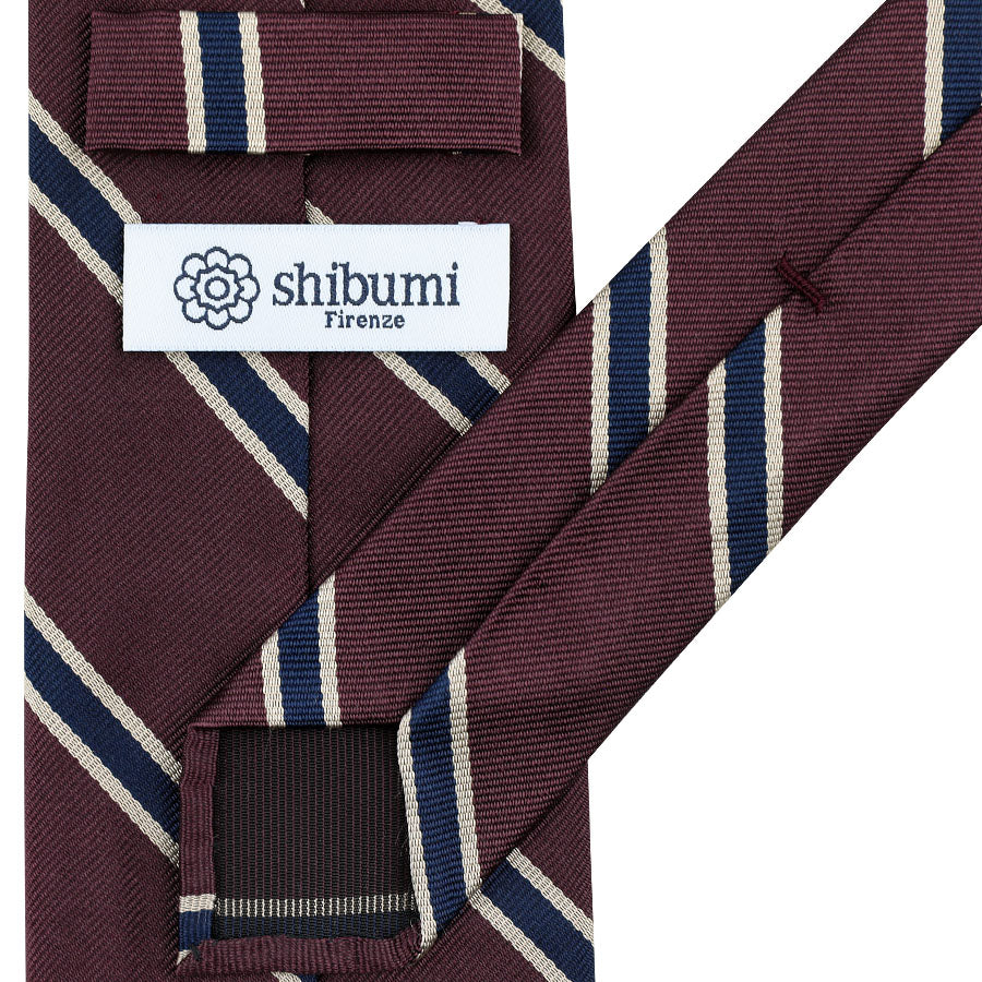 Repp Stripe Silk Tie - Eggplant - Hand-Rolled