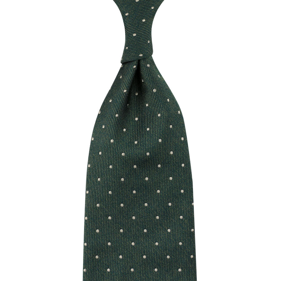 Dotted Jacquard Silk Tie - Forest - Hand-Rolled