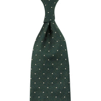 Dotted Jacquard Silk Tie - Forest - Hand-Rolled