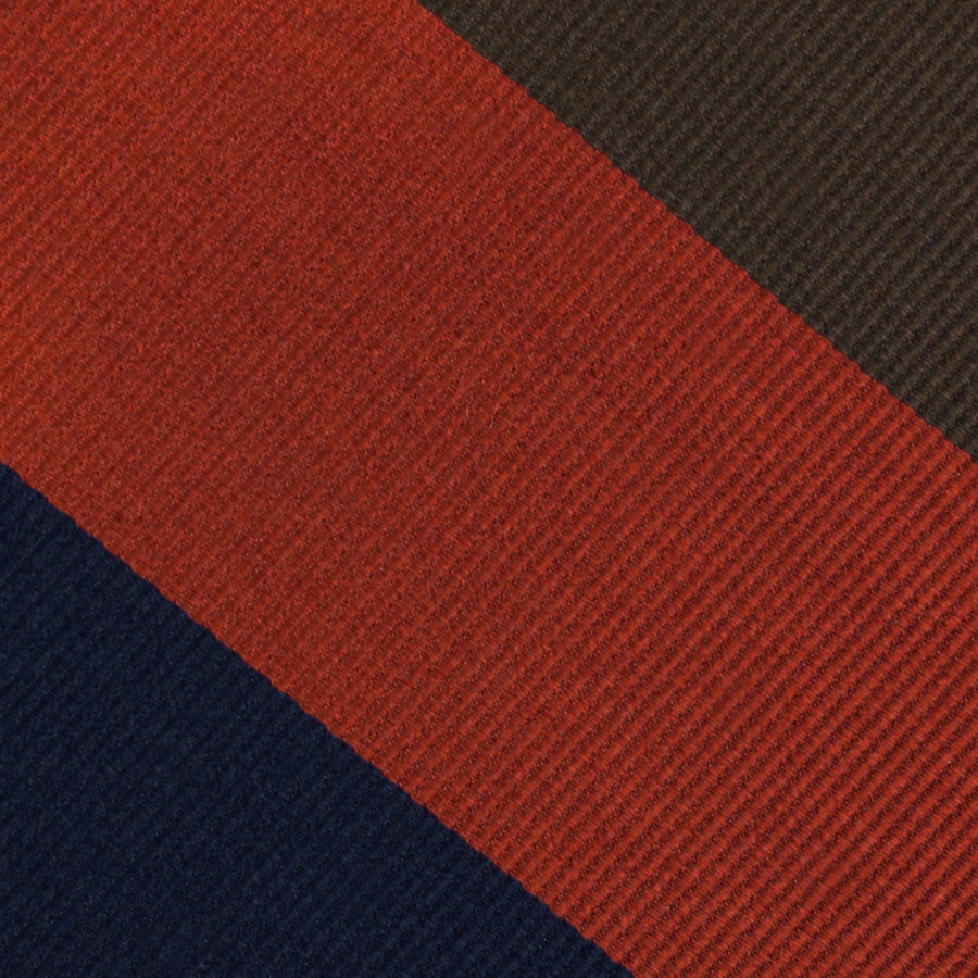 Japanese Repp Stripe Silk Tie - Navy / Rust / Brown